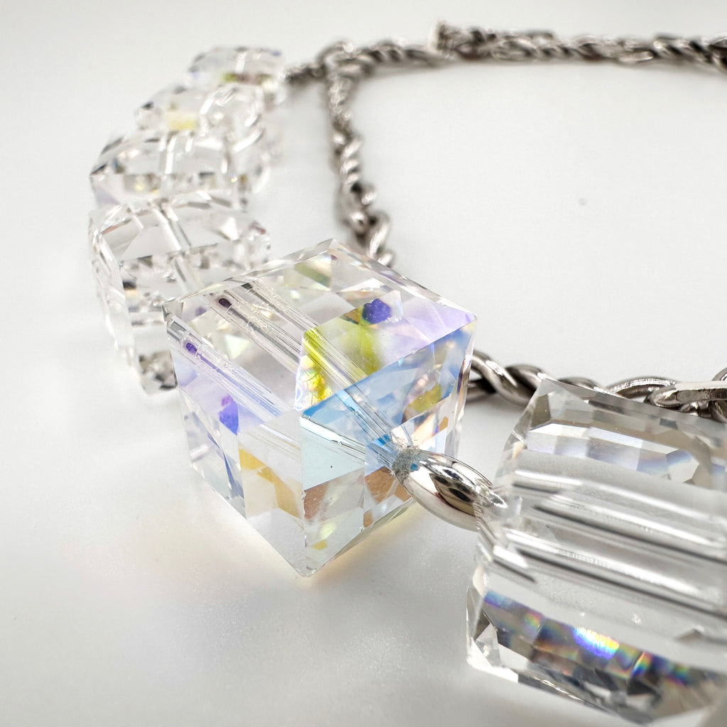 Swarovski Crystal Cubes and Sterling Silver 29” Necklace