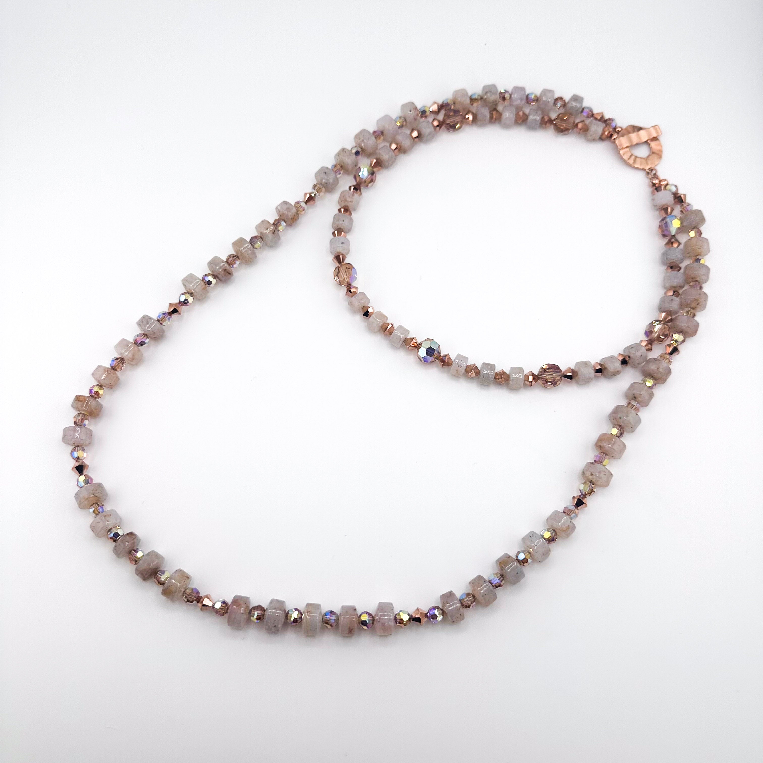 Chalcedony, Swarovski Crystal, and 14K Rose Gold Fill Double-Strand Necklace