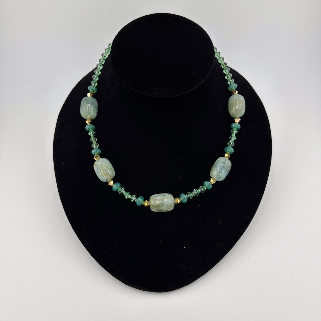 Aquamarine, Swarovski Crystal, and 14K Gold Fill Necklace