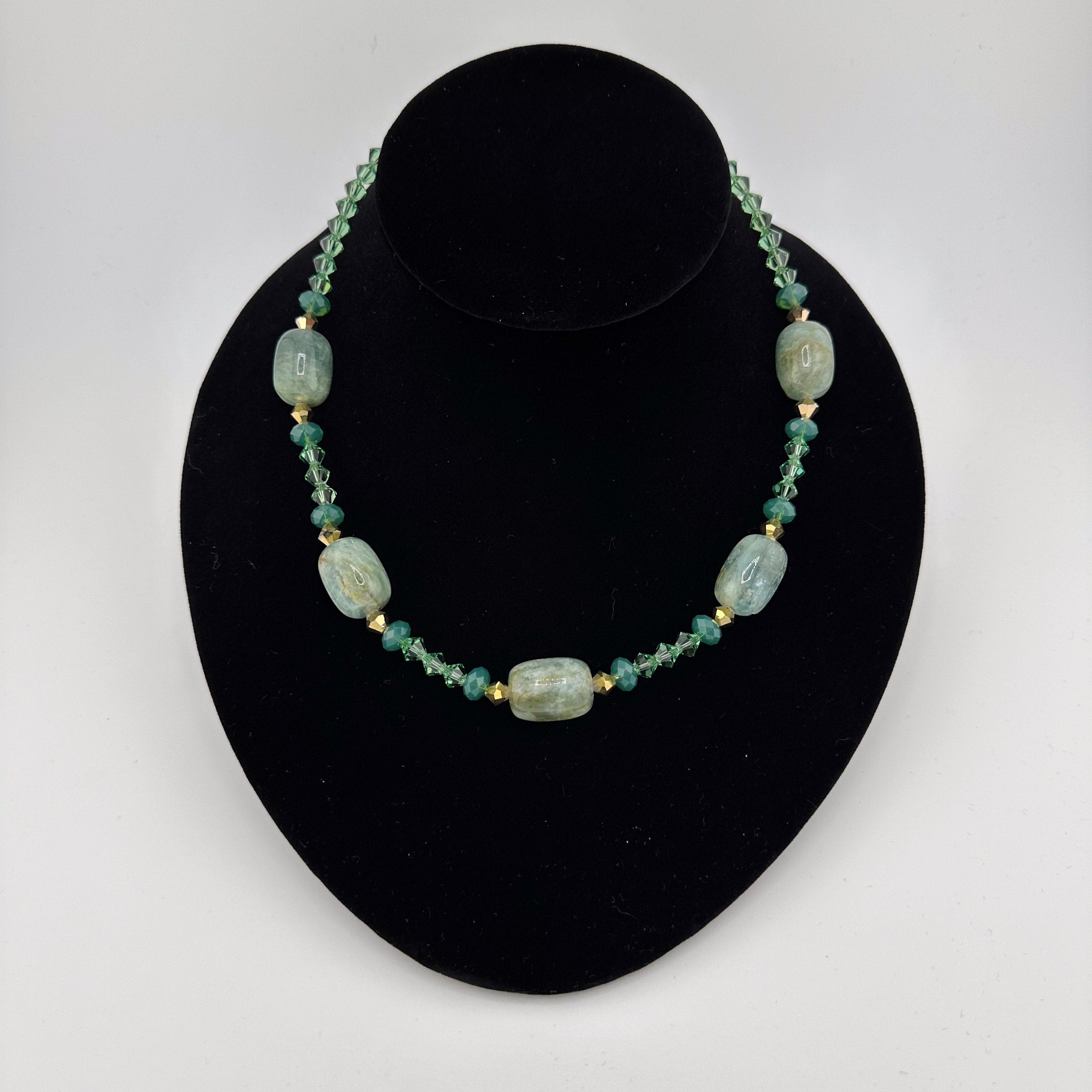 Aquamarine, Swarovski Crystal, and 14K Gold Fill Necklace