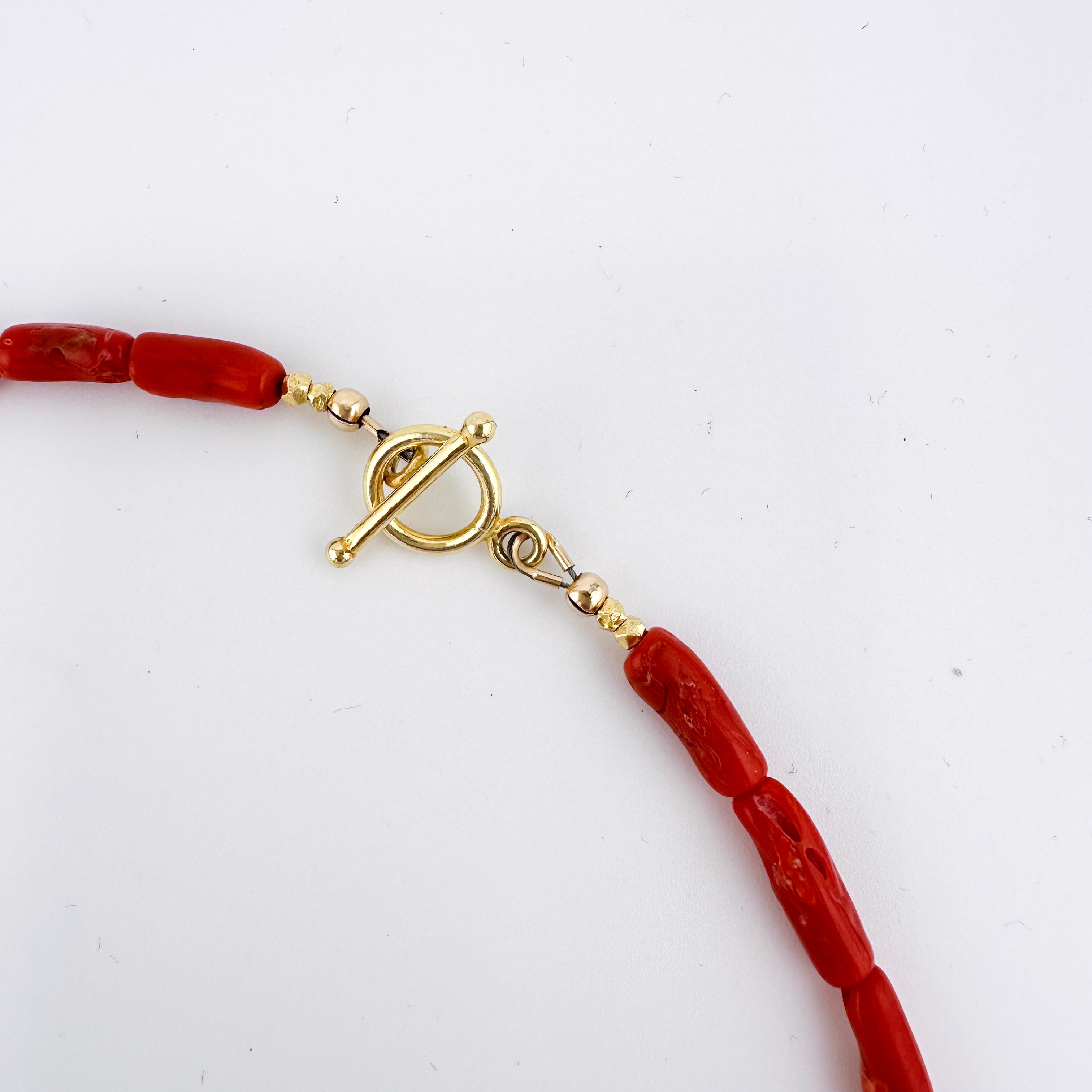 Coral, Pearl (Baroque), and 22K Gold Vermeil Necklace