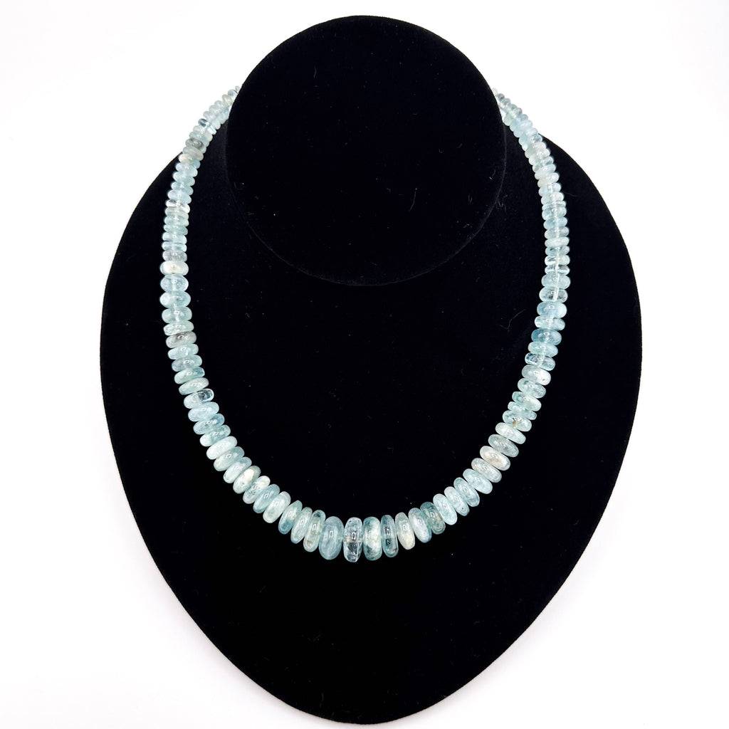 Aquamarine and Sterling Silver Necklace on black bust