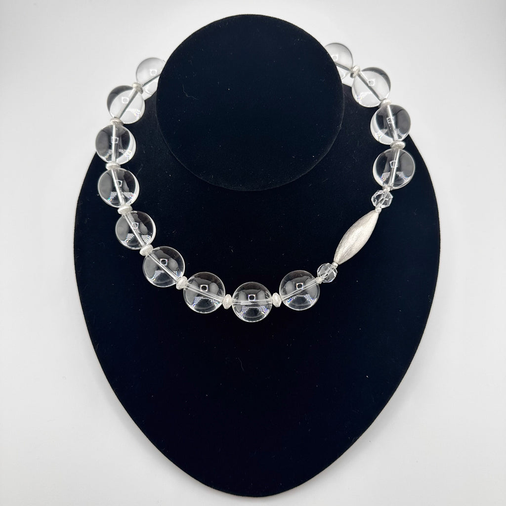 Quartz and Sterling Silver Necklace on black bust