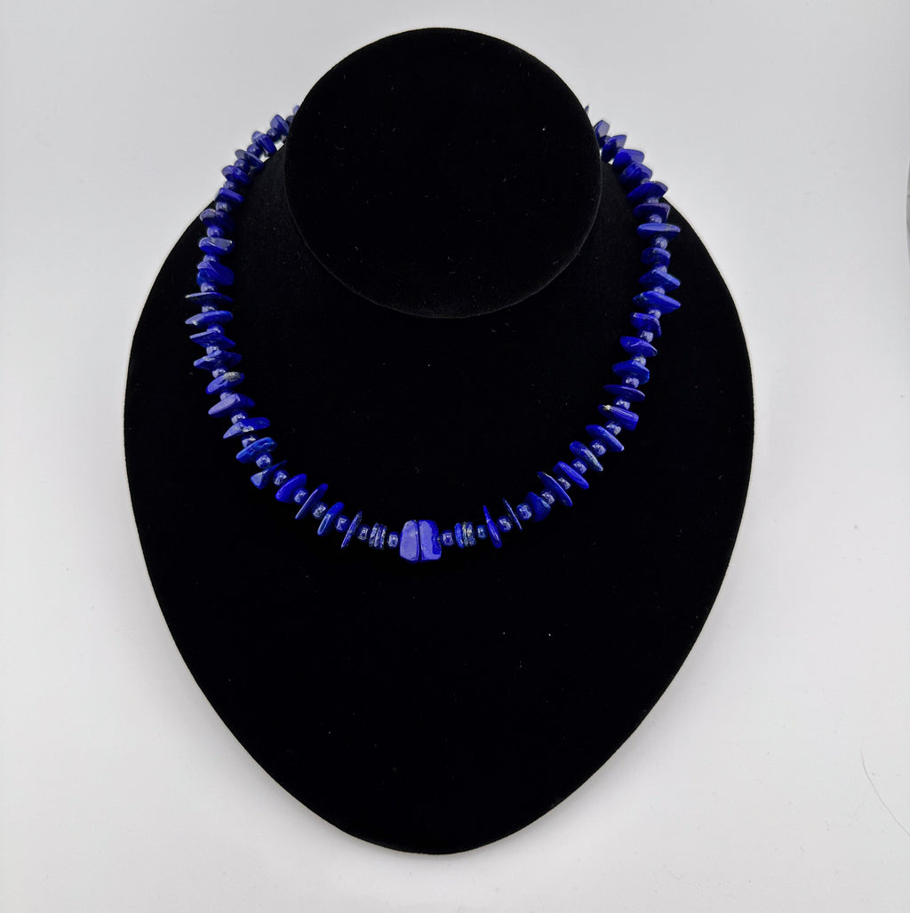 Lapis and Sterling Silver Necklace on black bust