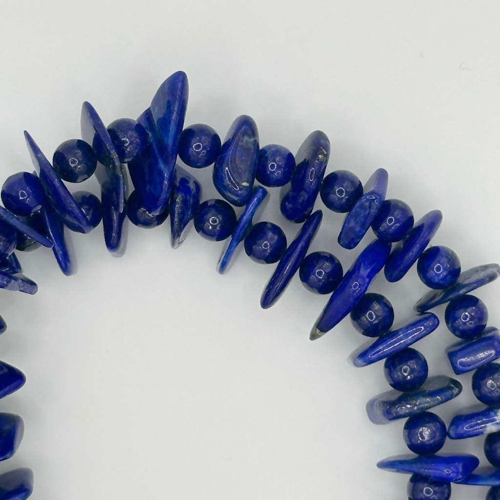 Lapis and Sterling Silver Necklace closeup on white background