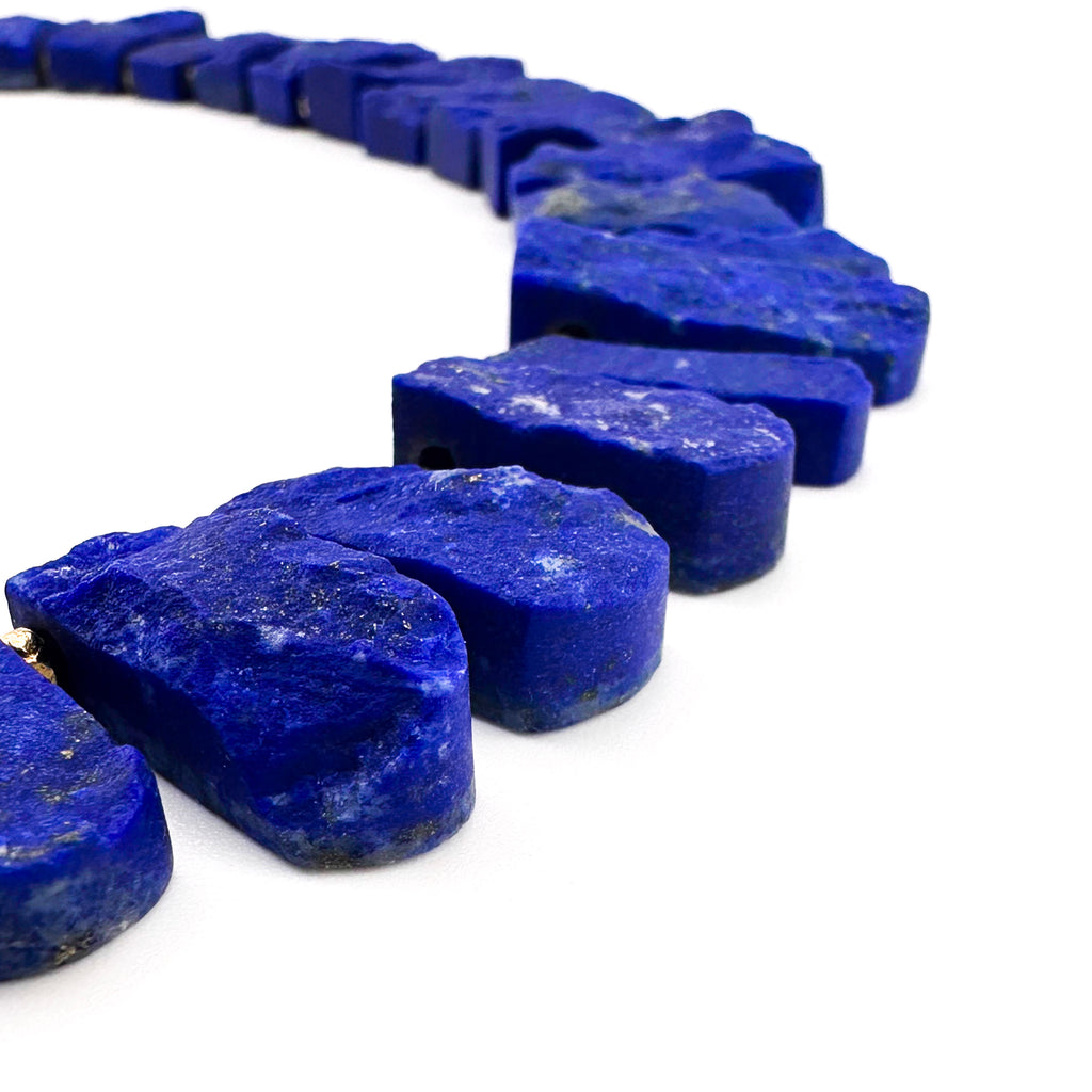 Lapis and 22K Gold Vermeil Necklace closeup on white background