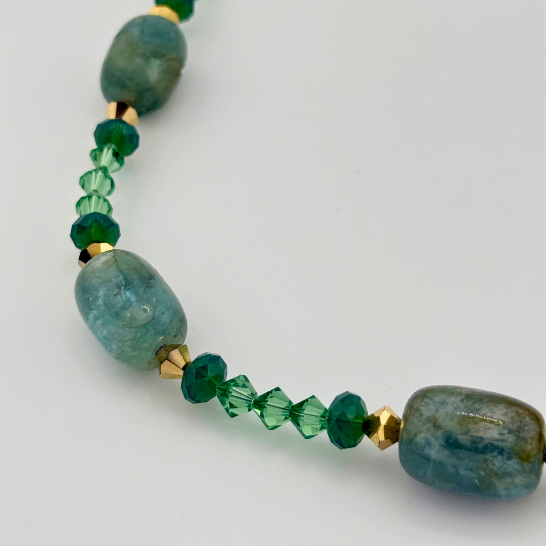 Aquamarine, Swarovski Crystal, and 14K Gold Fill Necklace