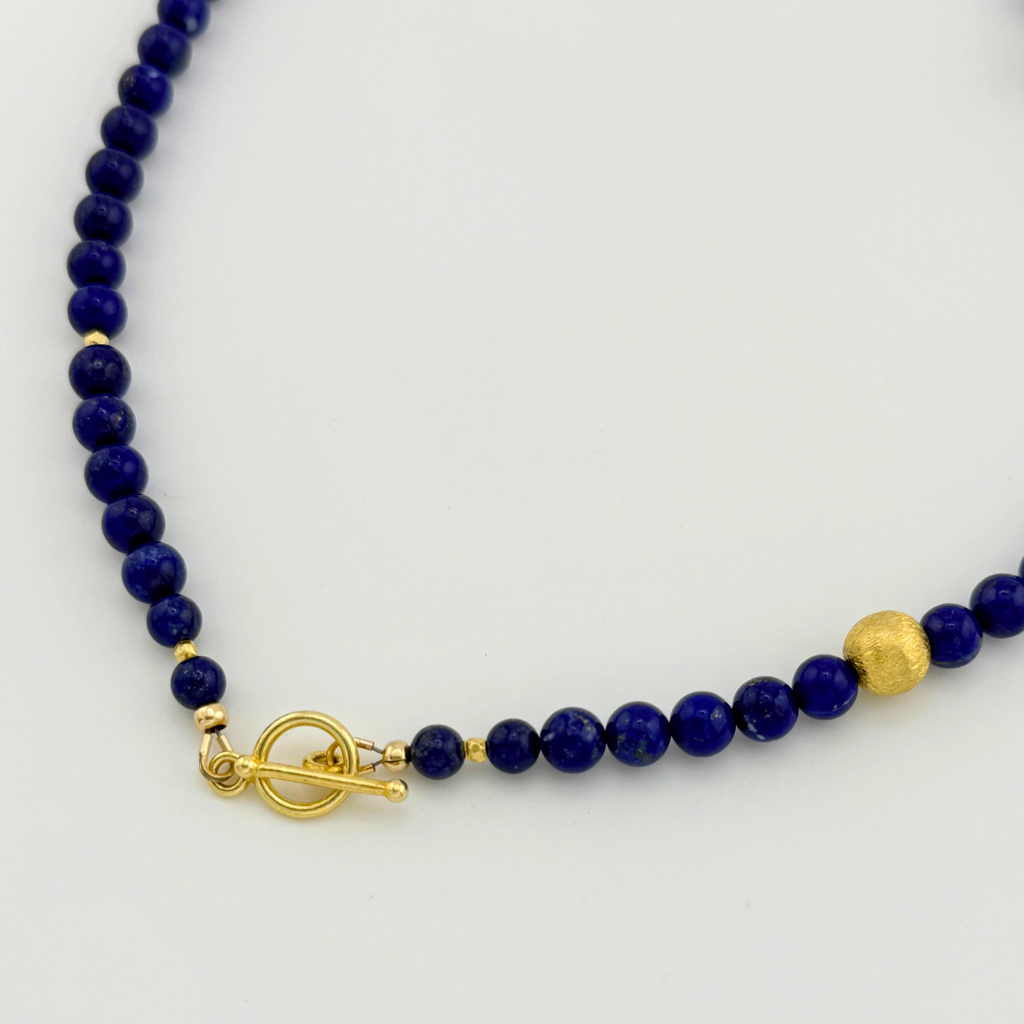 Lapis, Pearl, and 22K Gold Vermeil Necklace