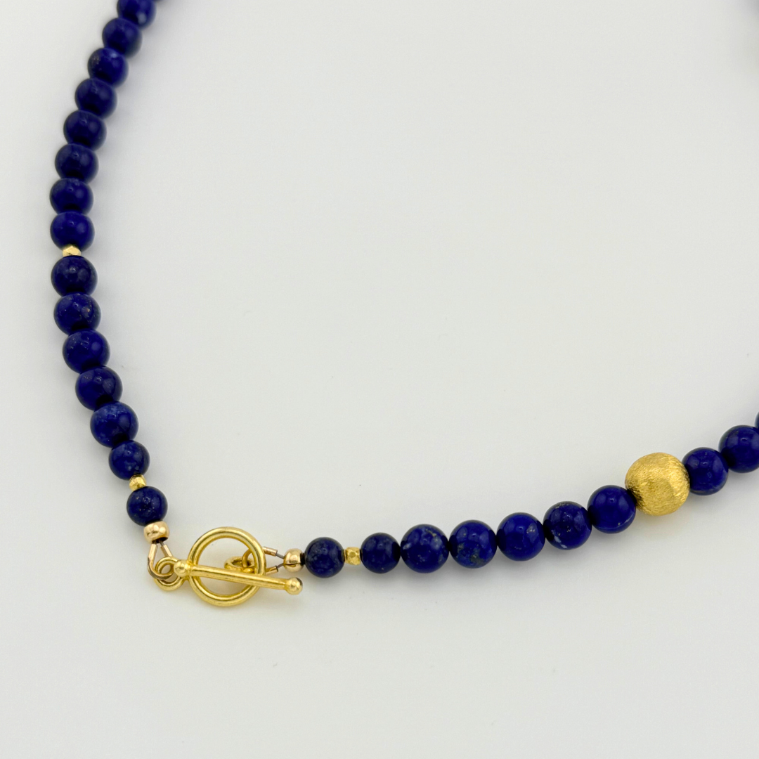 Lapis, Pearl, and 22K Gold Vermeil Necklace