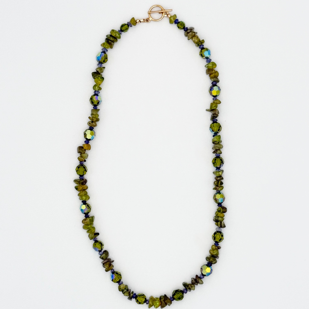 Peridot (Arizona), Swarovski Crystal, Sodalite, and 14K Gold Fill Necklace