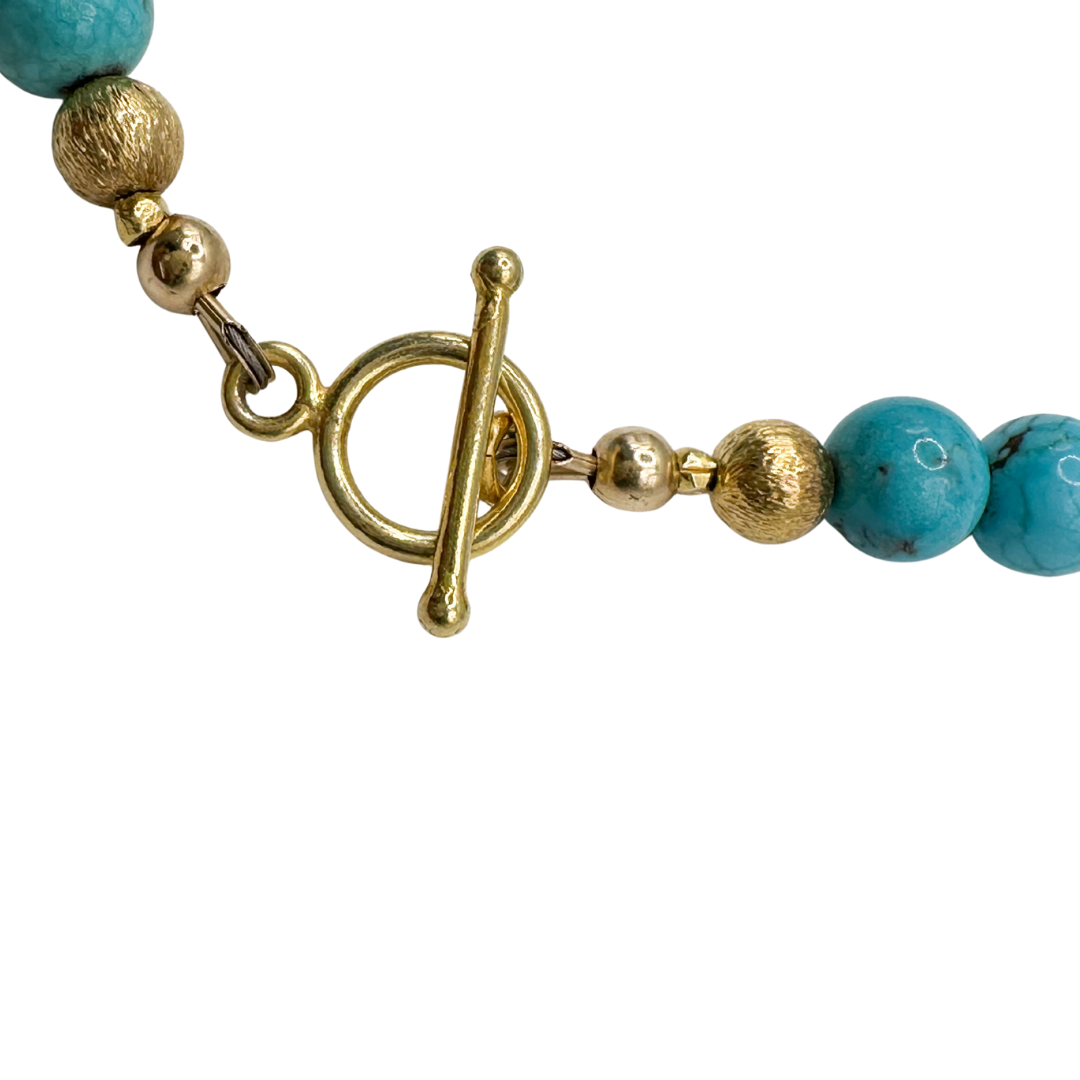 Turquoise (Arizona / Mexican) and 22K Gold Vermeil Necklace