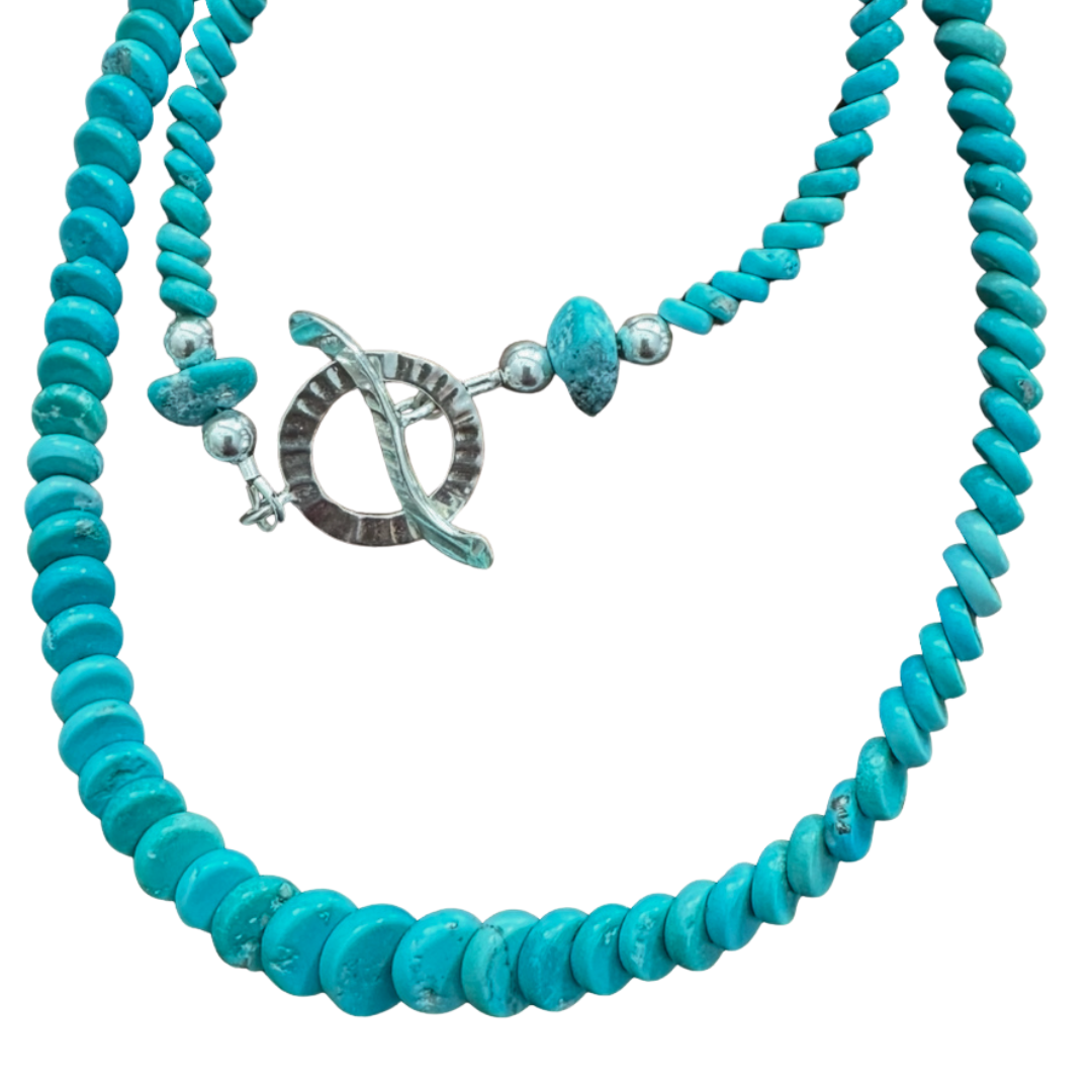 Turquoise (Sleeping Beauty) Rondels and Sterling Silver Necklace: CUSTOM