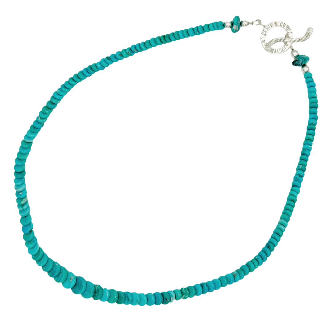Turquoise (Sleeping Beauty) Rondels and Sterling Silver Necklace: CUSTOM