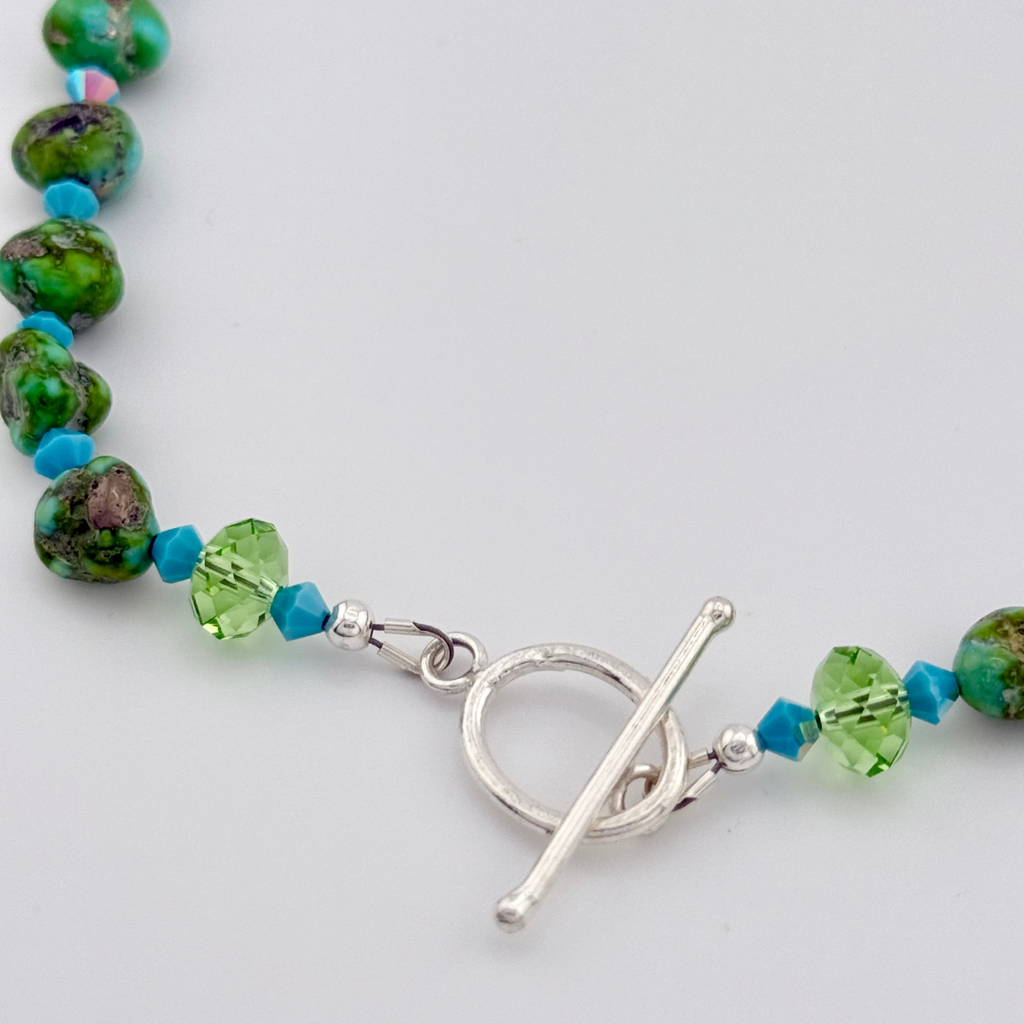 Turquoise (Sonoran Gold), Swarovski Crystal, and Sterling Silver Necklace