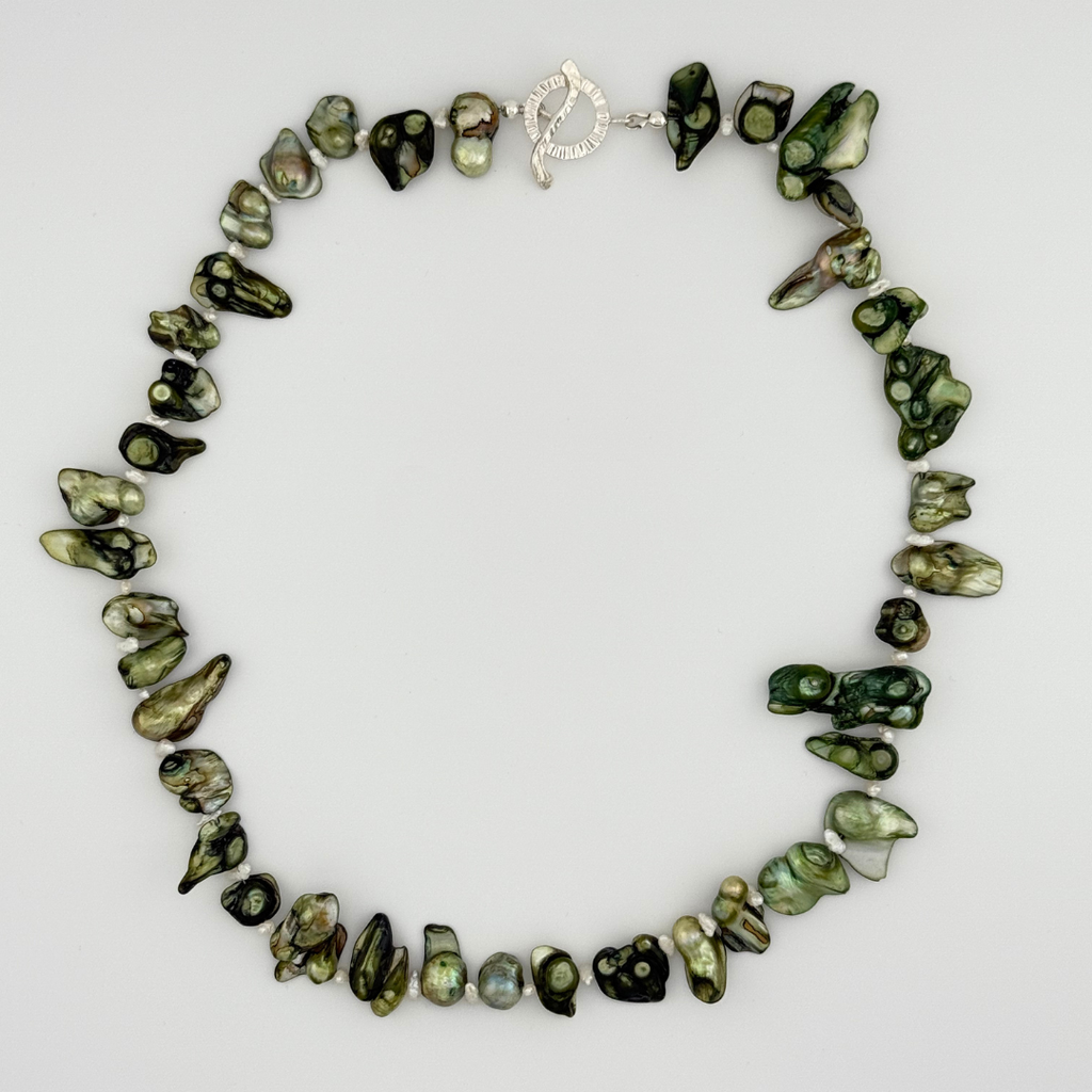 Pearl (Keshi and Seed) and Sterling Necklace